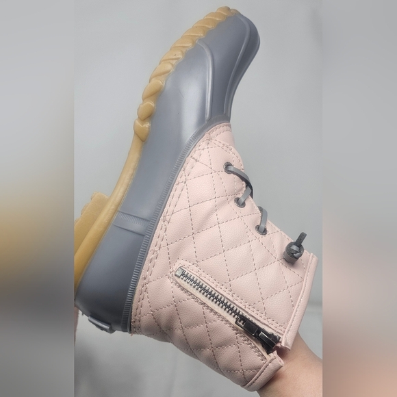 Nautica Dorsay Women's Rain Winter Boots Quilted Rubber Pink Gray Sz 10 Side Zip - Picture 8 of 14